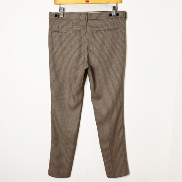 H&M Women's Skinny Fit Suit Pants Size 26 Houndstooth Plaid Beige Woven Trousers - Picture 6 of 10